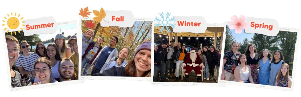 Photos of different FrancisCorps groups during the different seasons